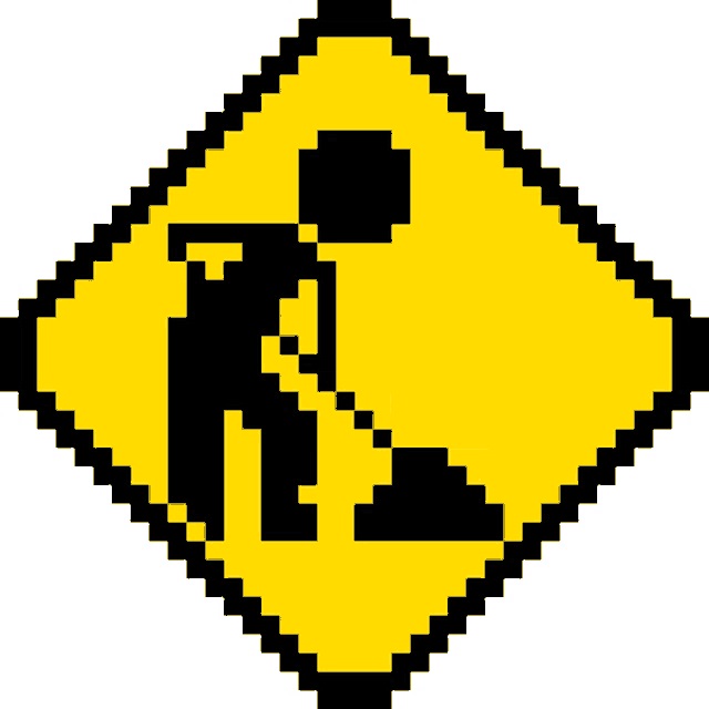 Construction worker sign à la 1990s internet